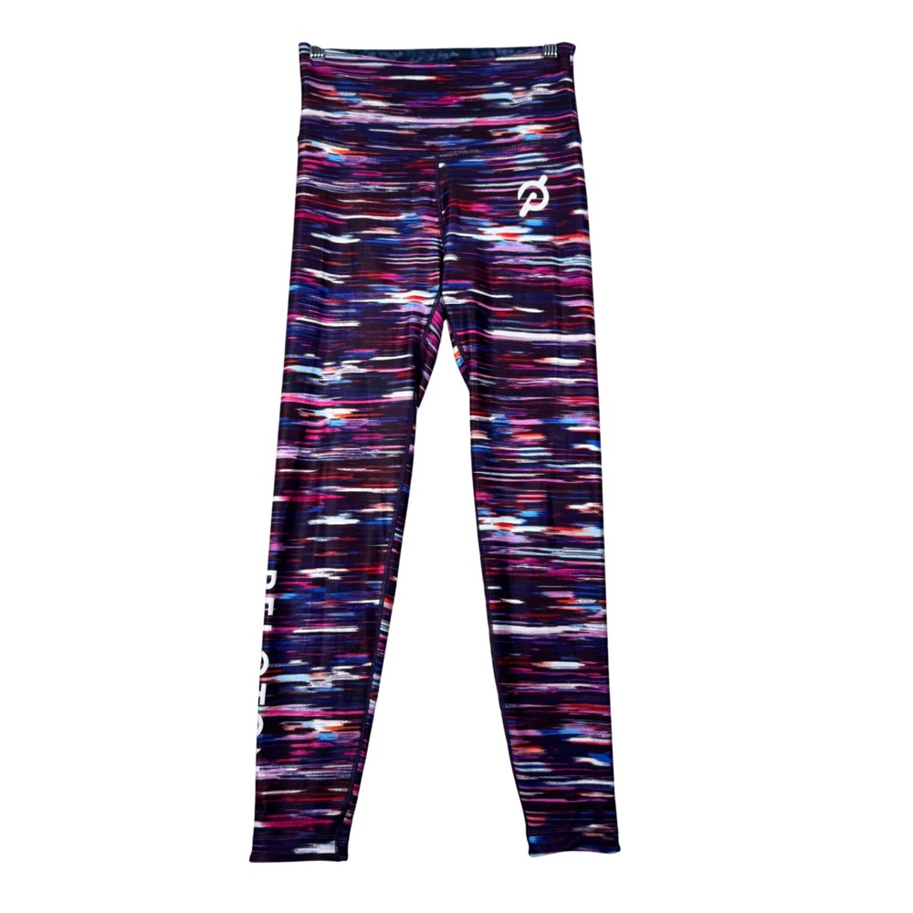 Peloton‎ WITH Womens Blue Tie Dye & Purple Marled Reversible Leggings Size XS